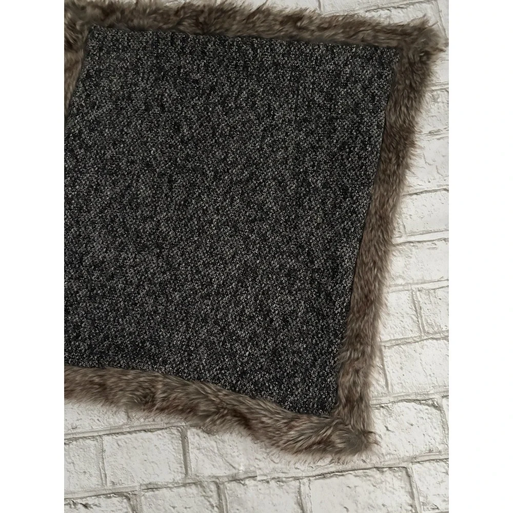 Newport Fur Lined‎ Accent Throw Pillow Covers Black And Gray Lot Of 3 20 X 20